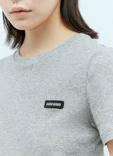 Miu Miu ロゴパッチTシャツ グレー miu0255007