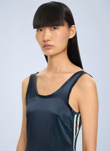 LN-CC® - Off-White: Satin Backless Midi Dress - Blue Off-White Satin Backless Midi Dress Blue ofw0264046