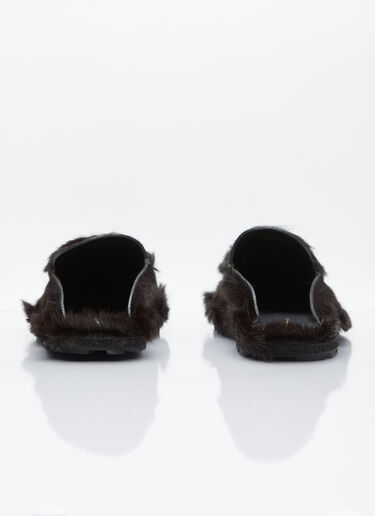 レザートリム ポニーヘア スライド Dries Van Noten レザートリム ポニーヘア スライド ブラウン dvn0154031