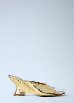 Dries Van Noten Sculpted Leather Mules Gold dvn0263024