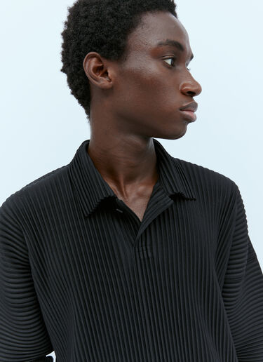 MC August Pleated Knit Polo Shirt Homme Plissé Issey Miyake MC August Pleated Knit Polo Shirt Black hmp0154006