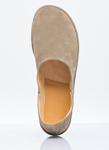 The Row Canal Suede Slip-On Shoes Khaki row0156015
