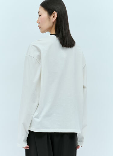 Miu Miu 徽标贴饰长袖 T 恤 白色 miu0256008