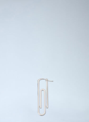 LN-CC® - Off-White: Paperclip Mono Earring - Grey Off-White Paperclip Mono Earring Grey ofw0164389