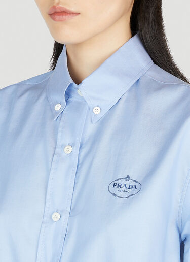 Embroidered Logo Shirt Prada Embroidered Logo Shirt Blue pra0253002