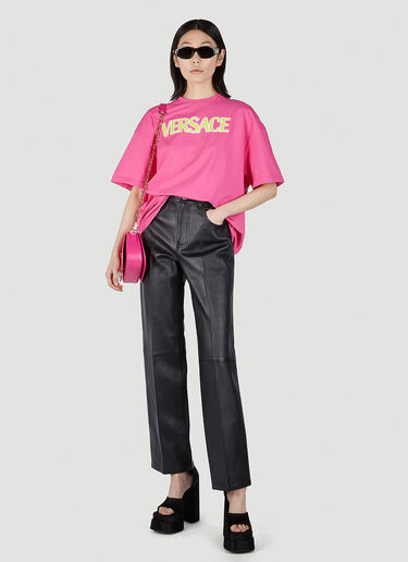 Versace 로고 프린트 티셔츠 핑크 vrs0251007