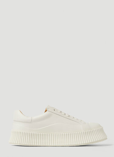 Jil Sander Ribbed-Sole Leather Sneakers White jil0245060