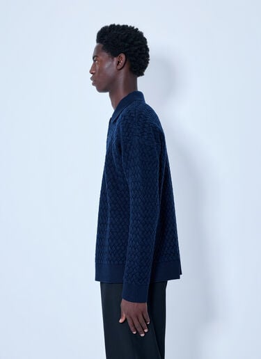 LN-CC® - Bottega Veneta: Lightweight Wool Intrecciato Sweater - Blue Bottega Veneta Lightweight Wool Intrecciato Sweater Blue bov0165015