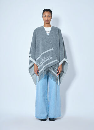 Max Mara Woven Fringe Poncho Grey max0265091