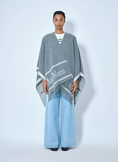 Max Mara Woven Fringe Poncho Grey max0265091