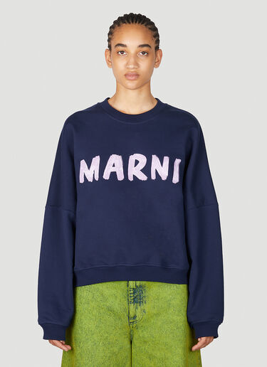 Marni Logo Print Sweatshirt Blue mni0255006