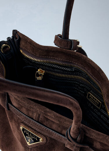 LN-CC® - Prada: Medium Bonnie Suede Leather Handbag - Brown Prada Medium Bonnie Suede Leather Handbag Brown pra0266029
