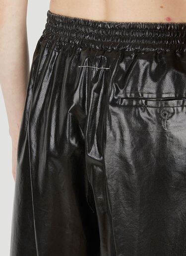 MM6 Maison Margiela Leather Look Wide Leg Pants Black mmm0248009