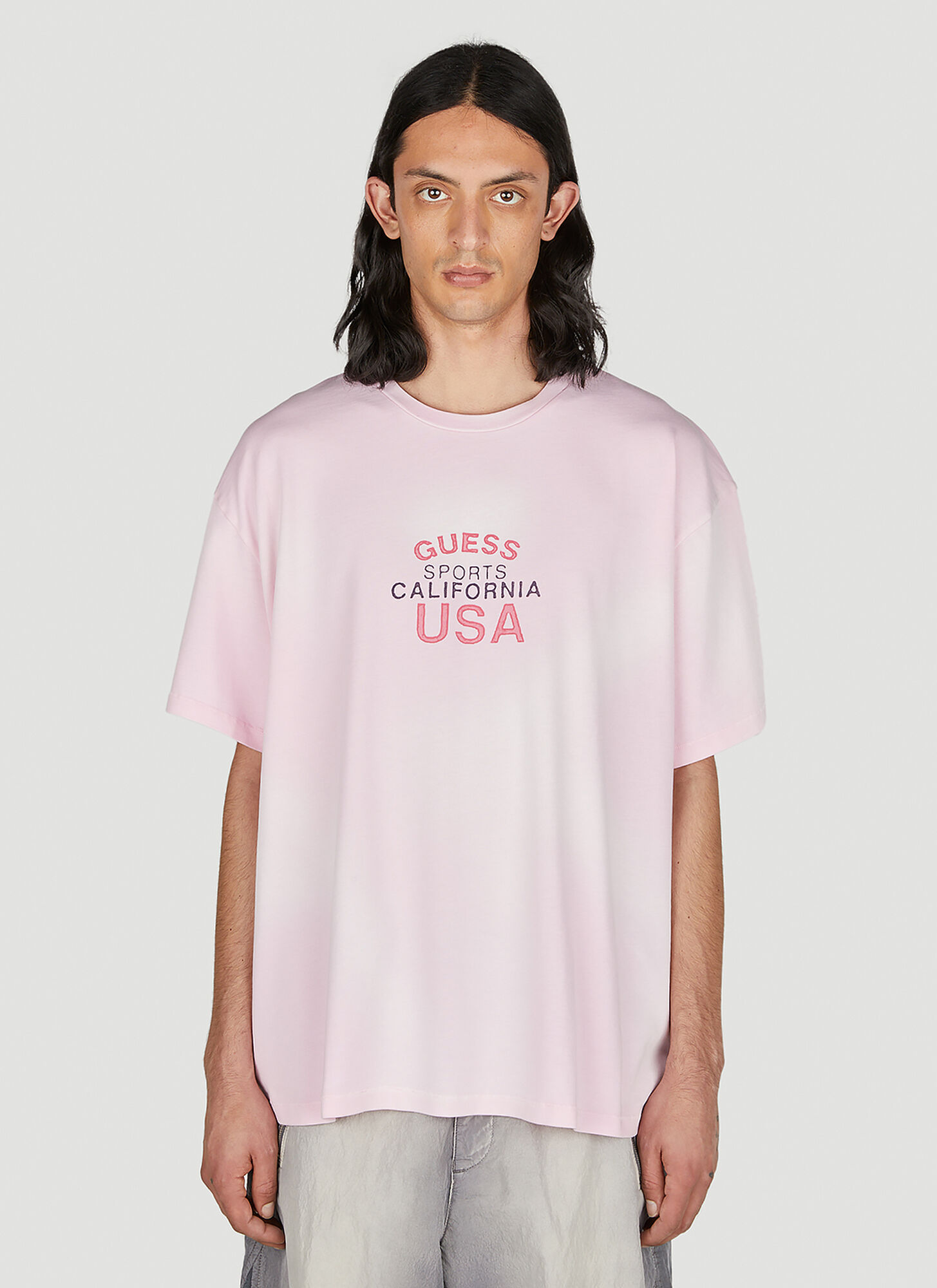 Shop Guess Usa Faded Graphic T-shirt In Pink