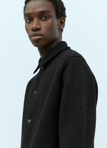 Stone Island Wool Knit Overshirt Black sto0154057