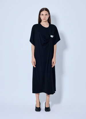 MM6 Maison Margiela Draped Midi Dress Black mmm0265003