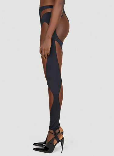 Mugler Sheer Cut Out Leggings Black mug0251005
