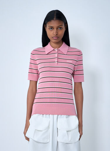 Miu Miu Striped Polo Shirt Pink miu0263055