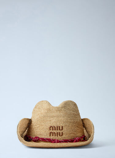 Miu Miu Raffia Hat Beige miu0264027