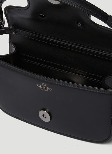 Valentino Logo Plaque Shoulder Bag Black val0249034