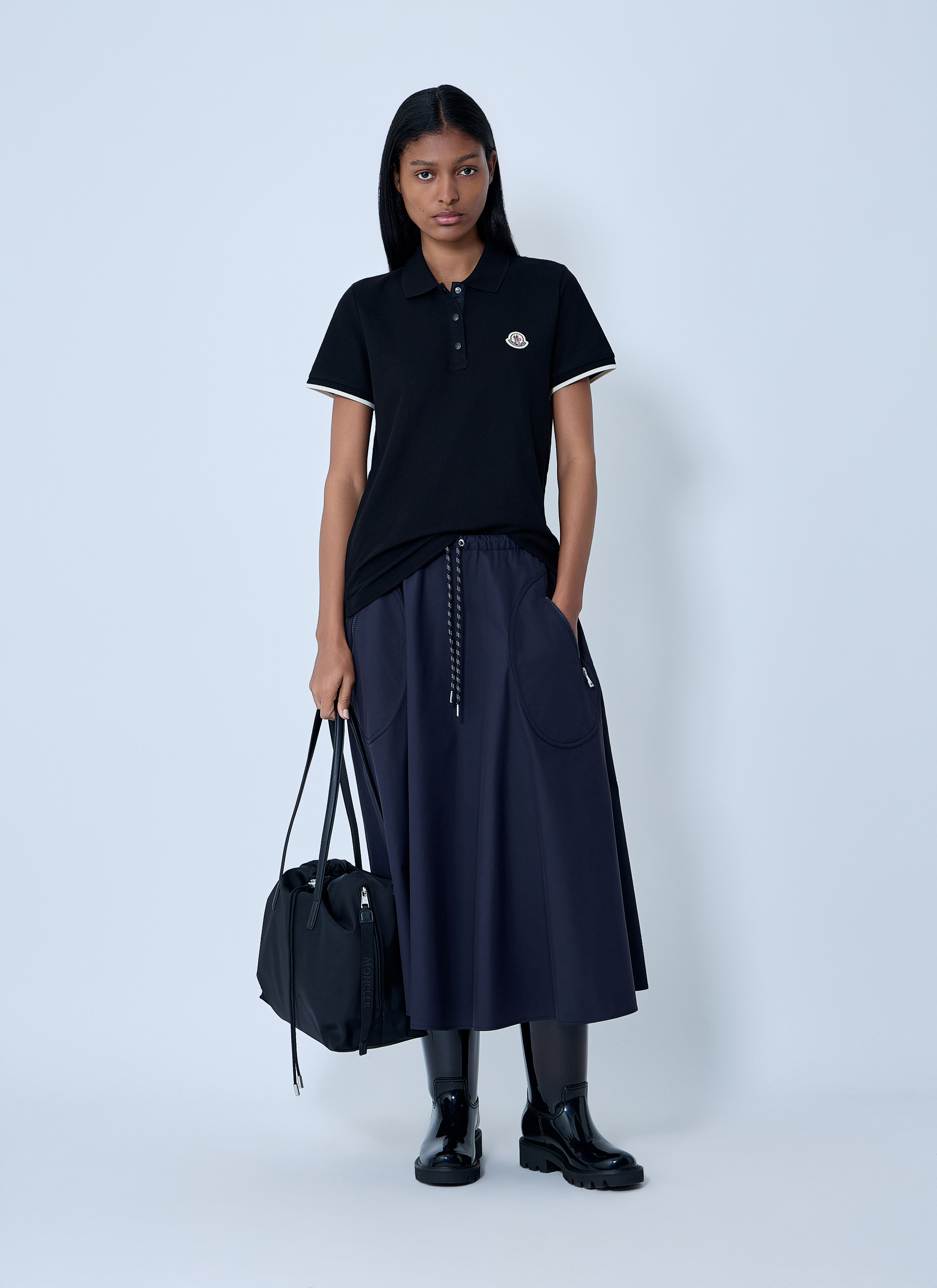 Moncler Women's' Logo Motif Polo Shirt in Black | LN-CC®