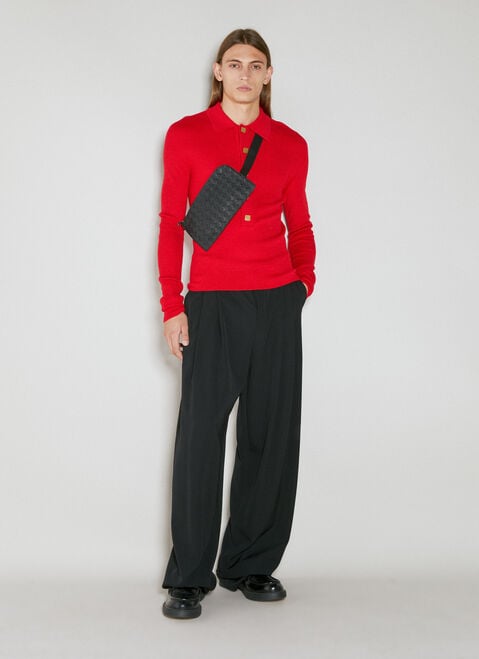 Balmain Wool Knit Polo Shirt Black bln0154001