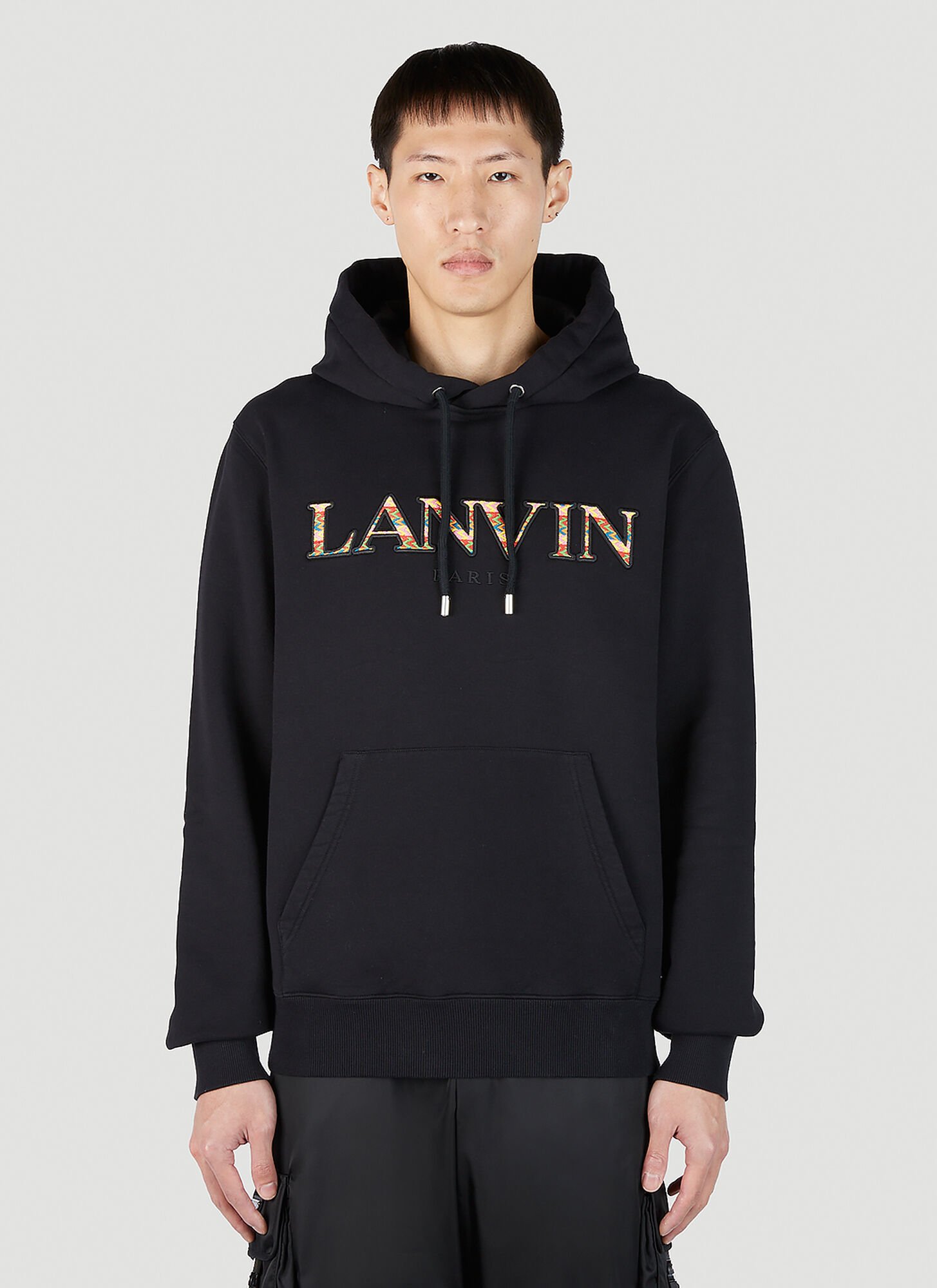 Lanvin Fleece Logo Hooded Sweatshirt In Black