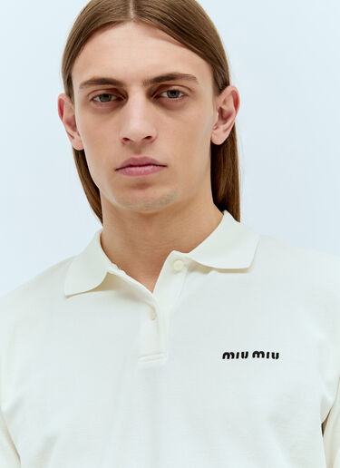 Miu Miu Logo Embroidery Polo Shirt White miu0156005