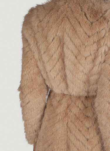 Balenciaga Round Shoulder Quilted Faux-Fux Coat Camel bal0254010