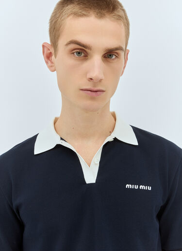 Miu Miu Logo Embroidery Polo Shirt Navy miu0359004
