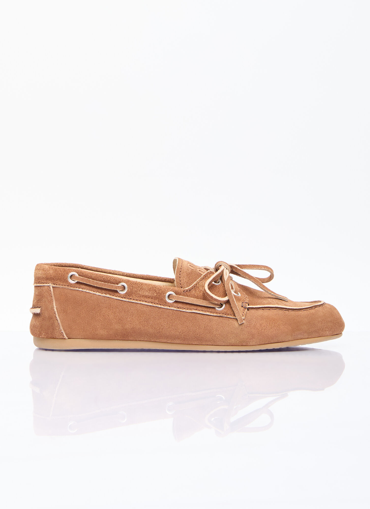 Miu Miu Donna Marrone - Faded Suede Loafers, Size: Eu - 36