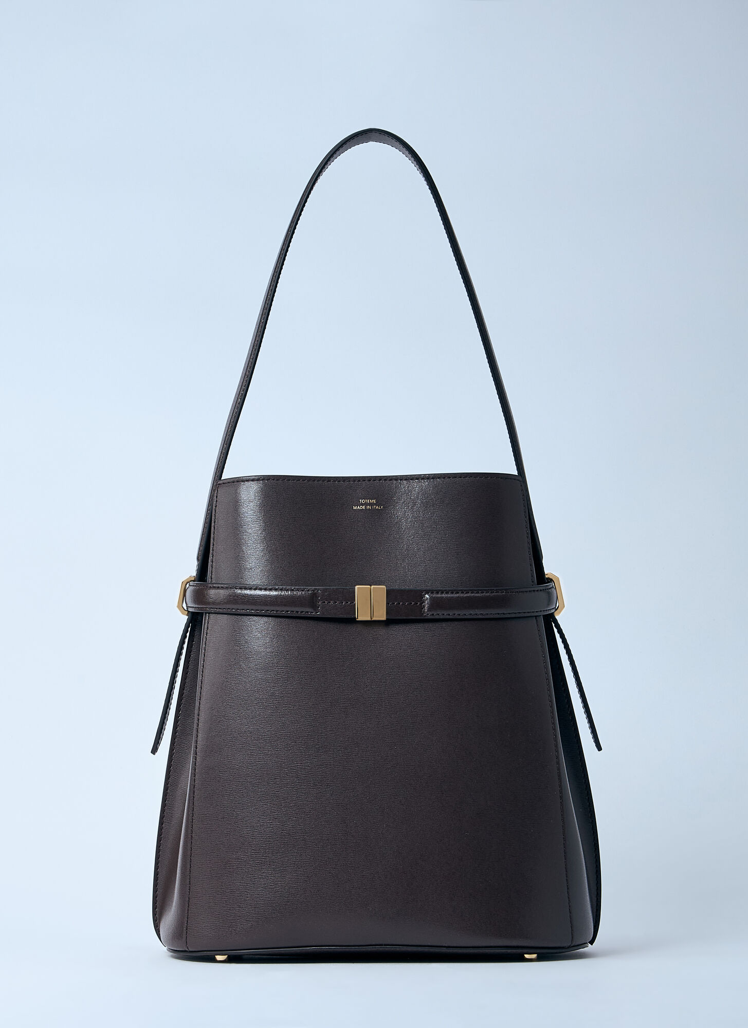 Toteme Belted Leather Bucket Bag - Woman Shoulder Bags Brown One Size - Immagine 4