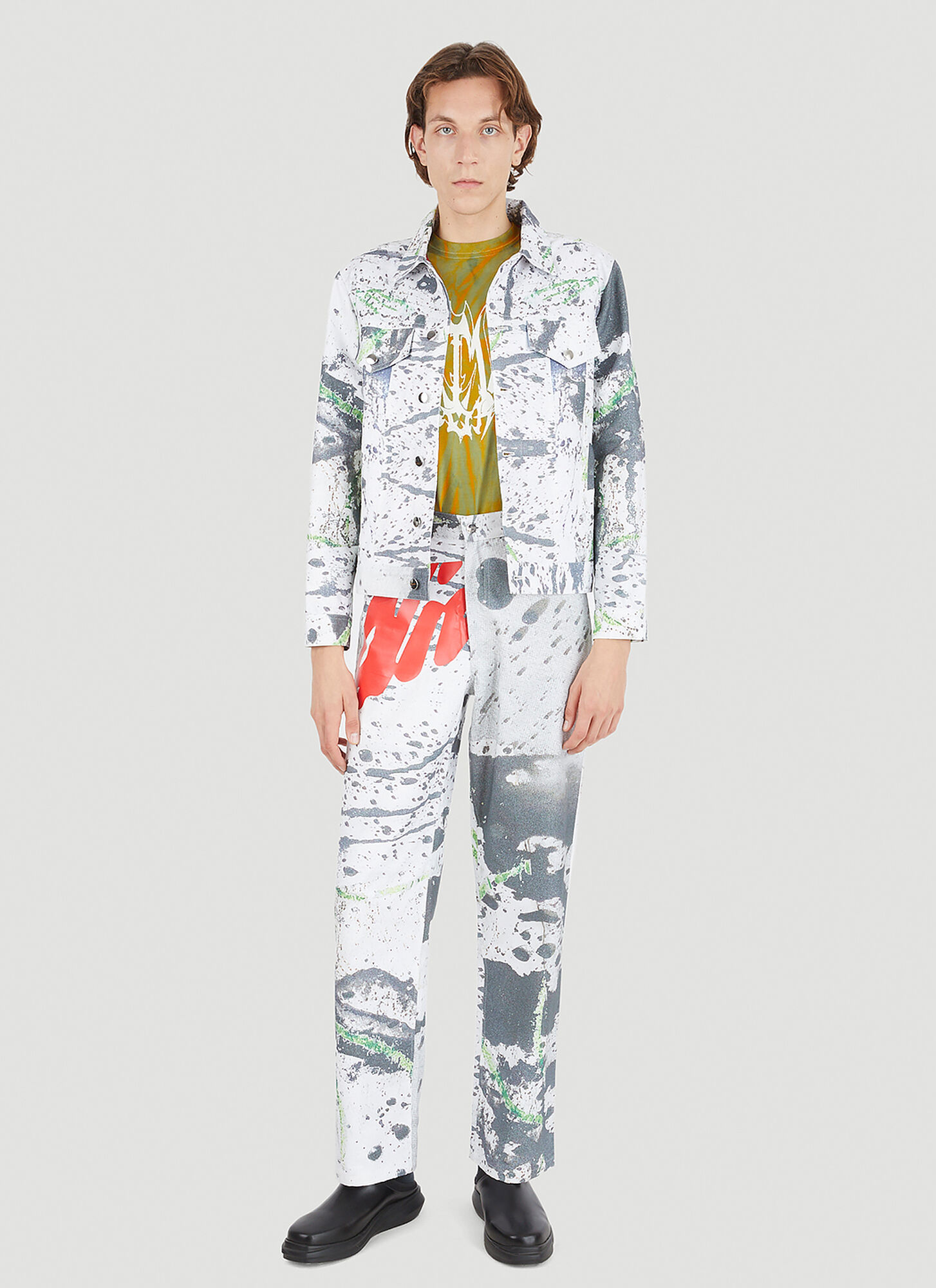  Alive & More Alive & More Splatter Print Overshirt Jacket - Mann Jacken White M 