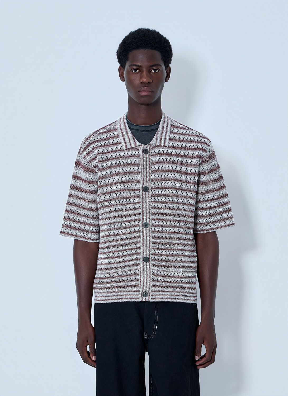 ACMH Button-front Knit Cardigan - Man Shirts Brown Xl