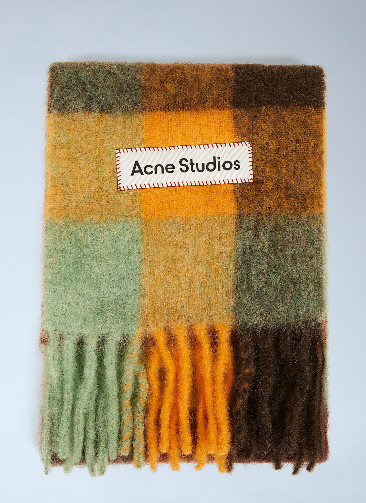Acne Studios Men's Multicolour Fringed Check Scarf - Man Scarves One Size