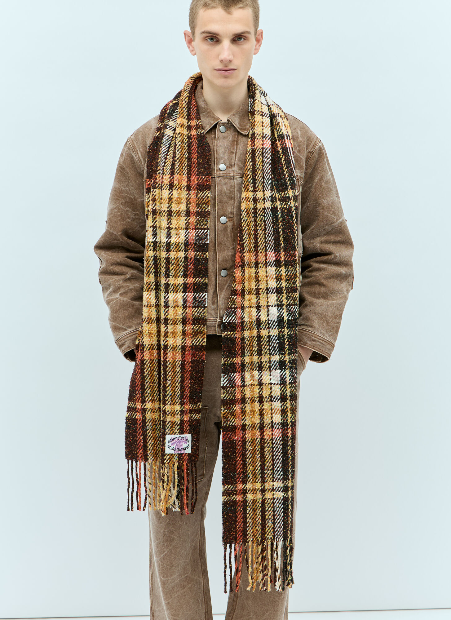  Acne Studios Acne Studios Plaid Fringe Scarf - Mann Schals Brown One Size 