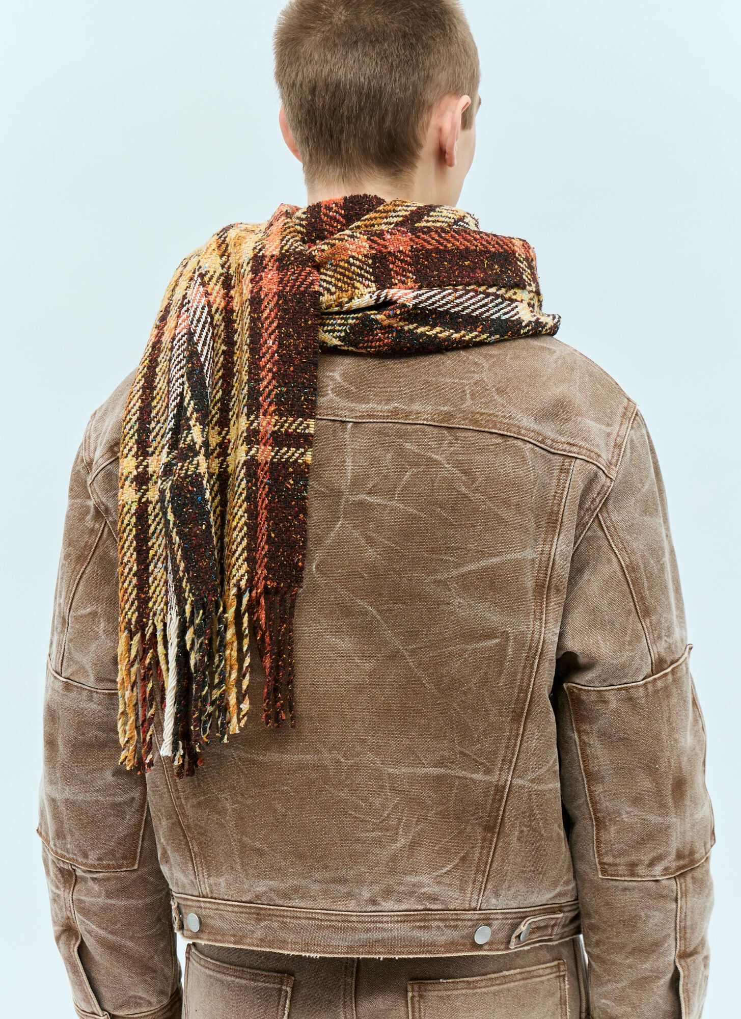  Acne Studios Acne Studios Plaid Fringe Scarf - Mann Schals Brown One Size 