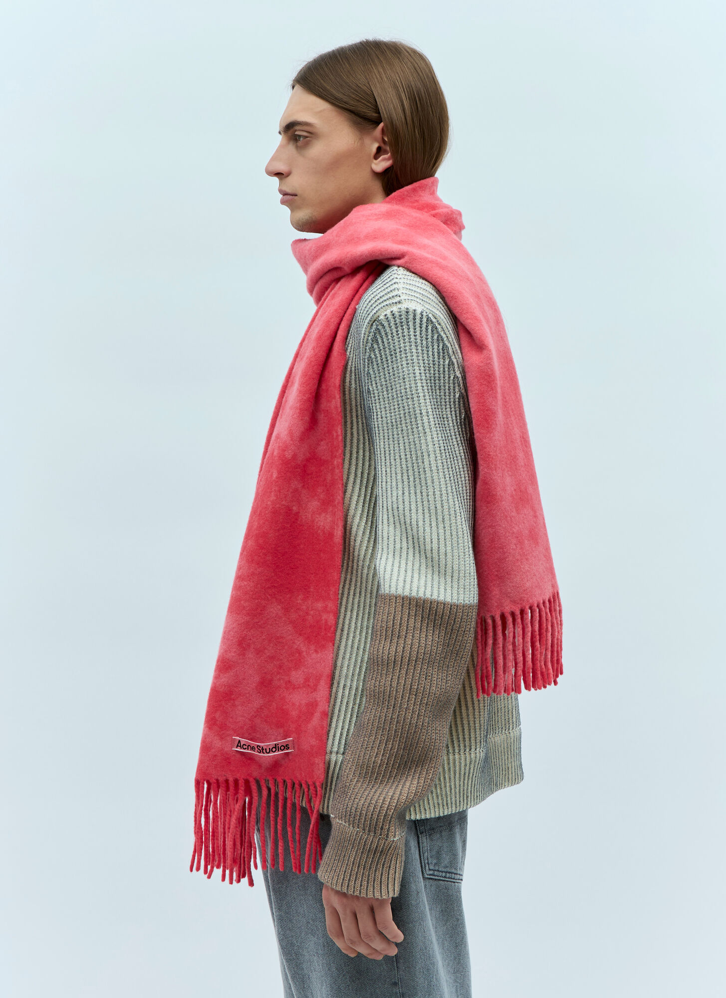 Acne Studios Acne Studios Narrow Tie-dye Wool Scarf - Man Scarves Pink One Size　Acne Studios ナロー タイダイ ウール スカーフ - マン スカーフ ピンク フリー サイズ