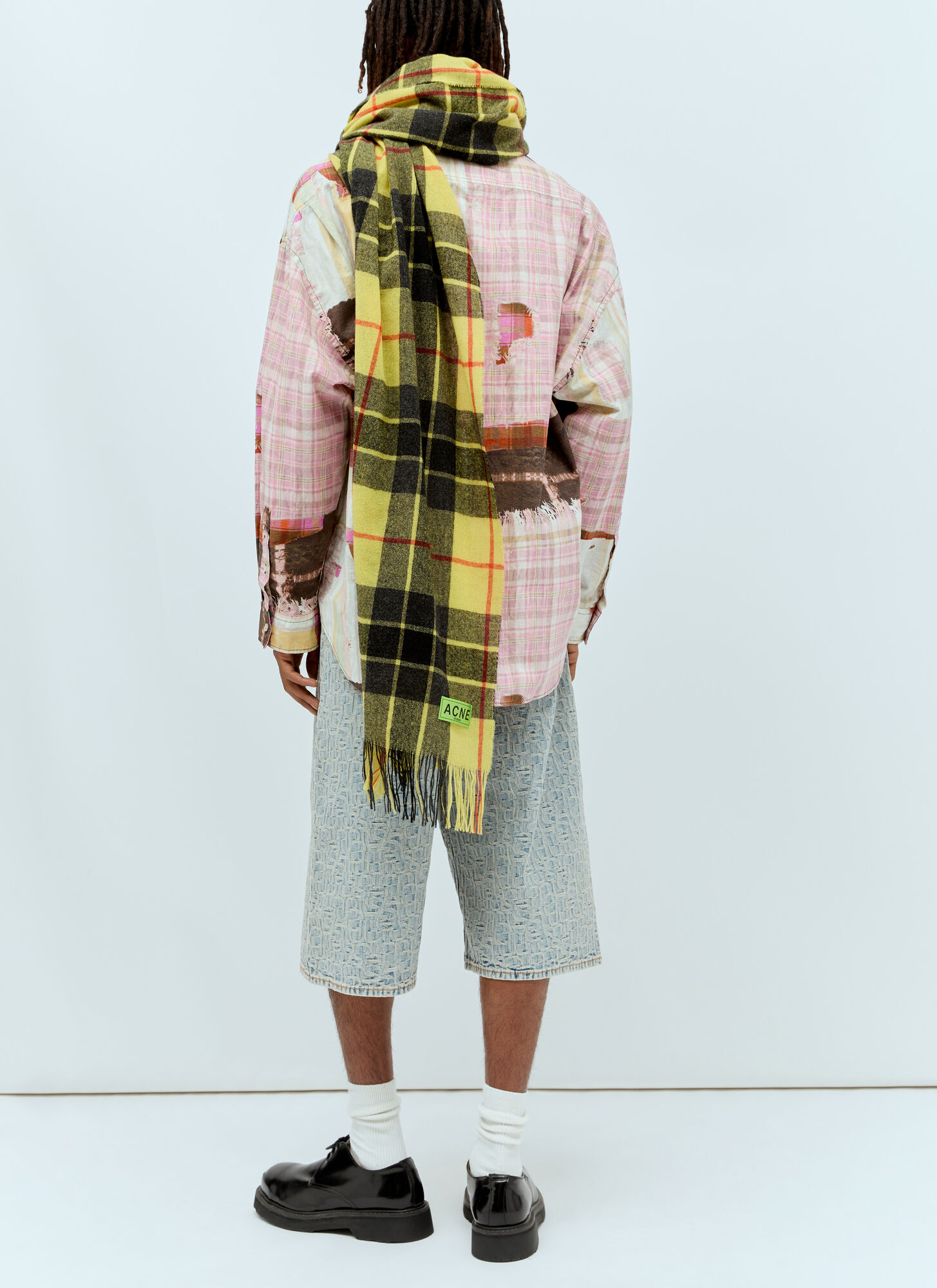  Acne Studios Acne Studios Check Fringe Scarf - Mann Schals Yellow One Size 