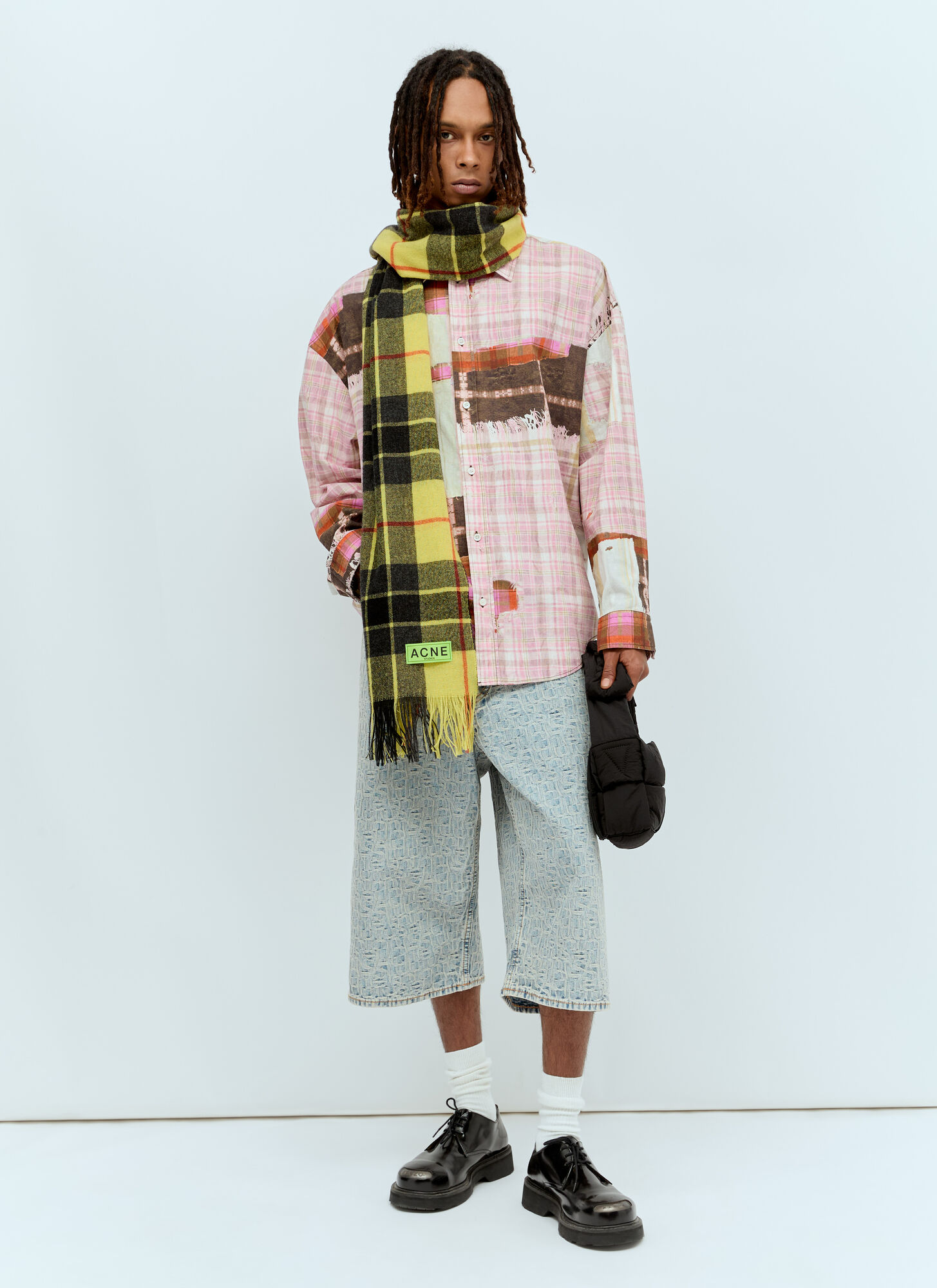  Acne Studios Acne Studios Check Fringe Scarf - Mann Schals Yellow One Size 