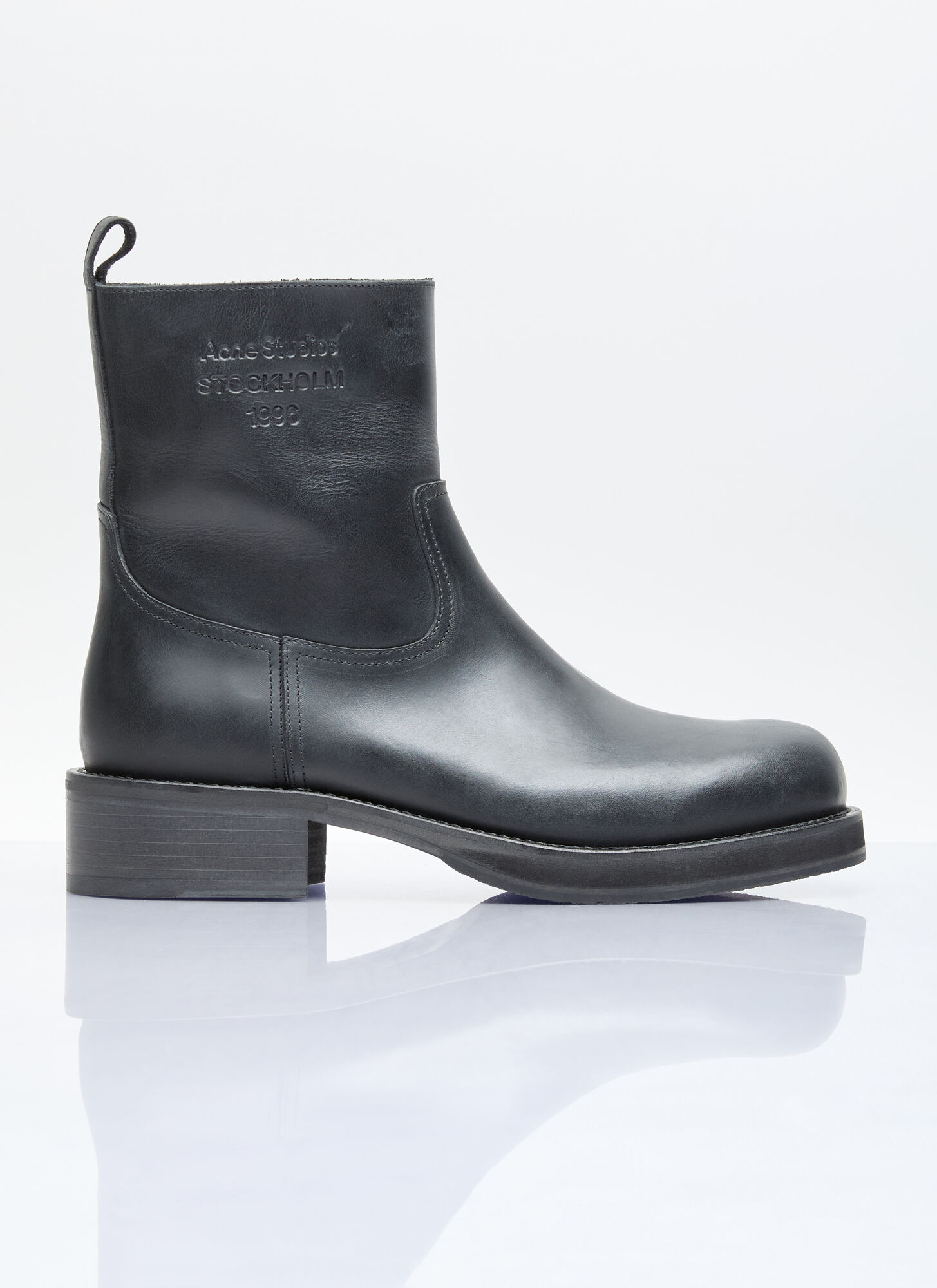 Acne Studios Leather Waxed Boots In Black