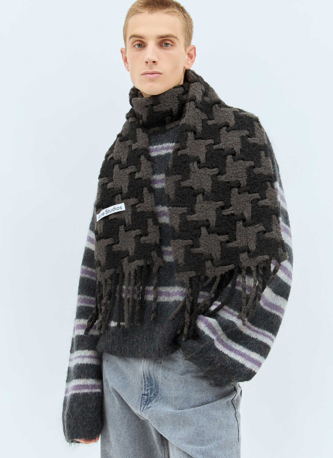 Shop Acne Studios Houndstooth Scarf In Black