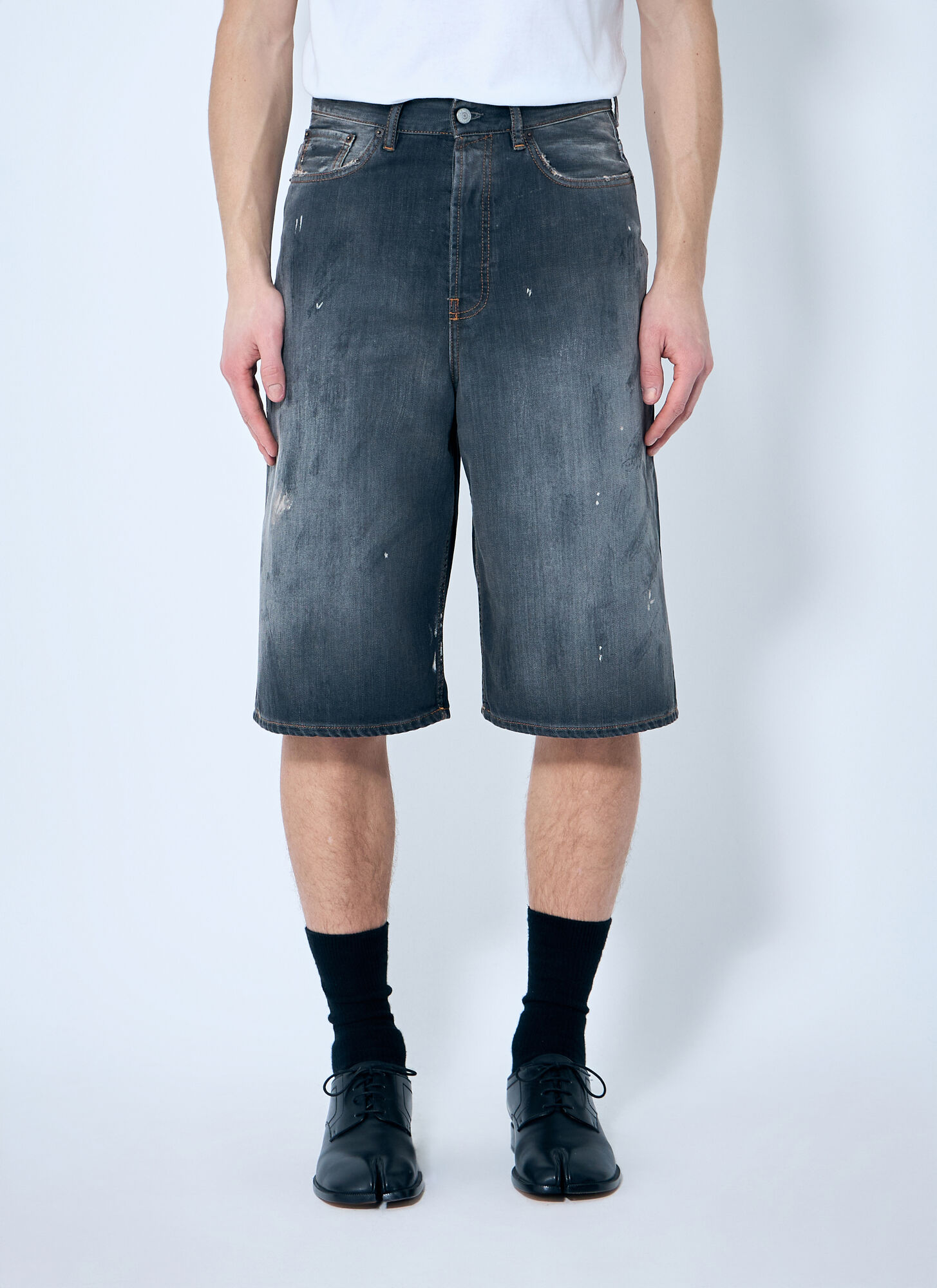 Acne Studios Distressed Denim Shorts In Blue