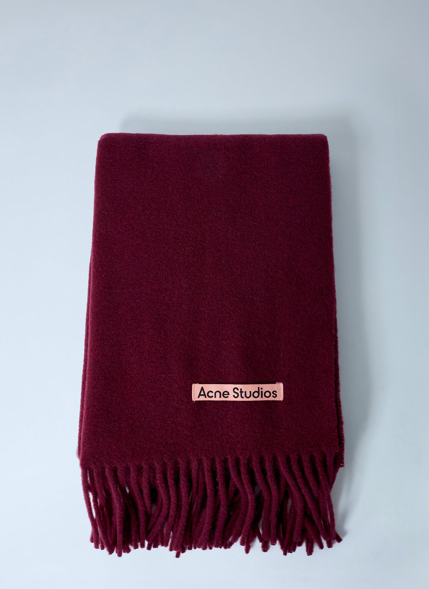 Acne Studios Fringe Wool Scarf In Burgundy