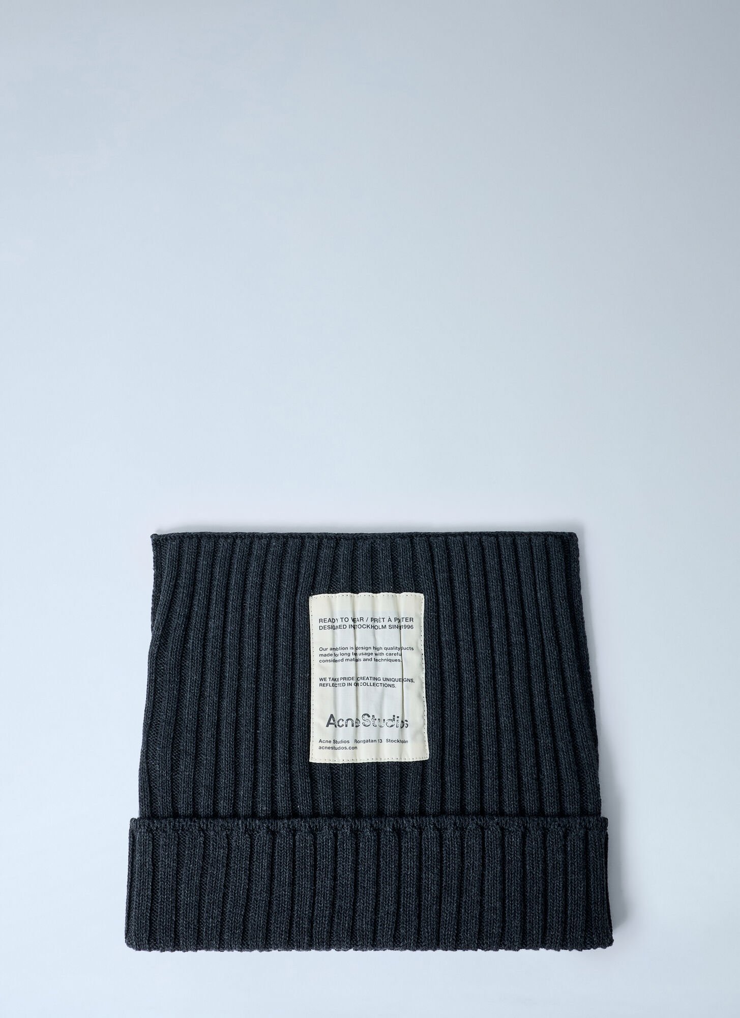 Acne Studios Ribbed Square Beanie Hat In Black