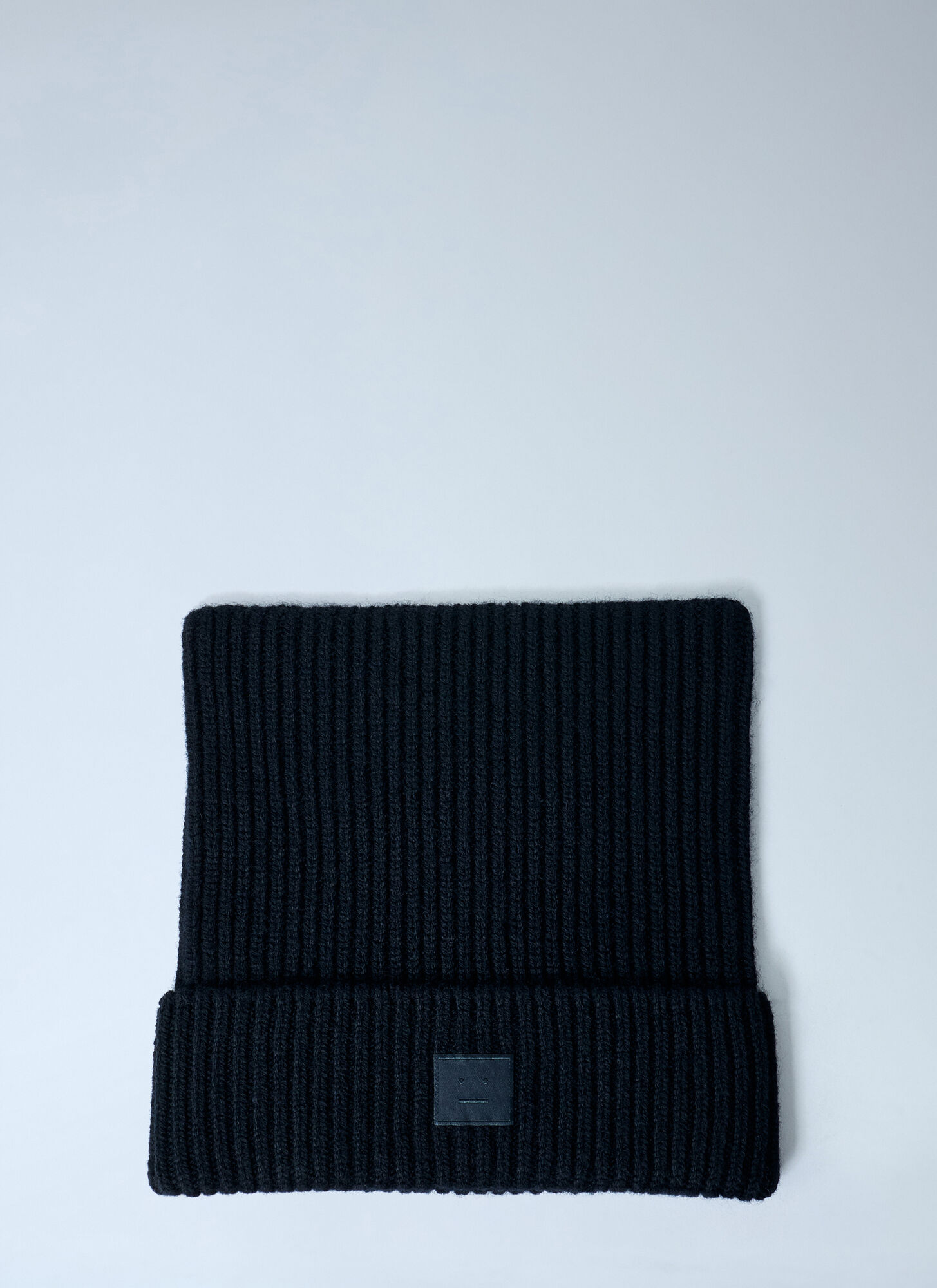 Acne Studios Face Logo Square Beanie Hat In Blue