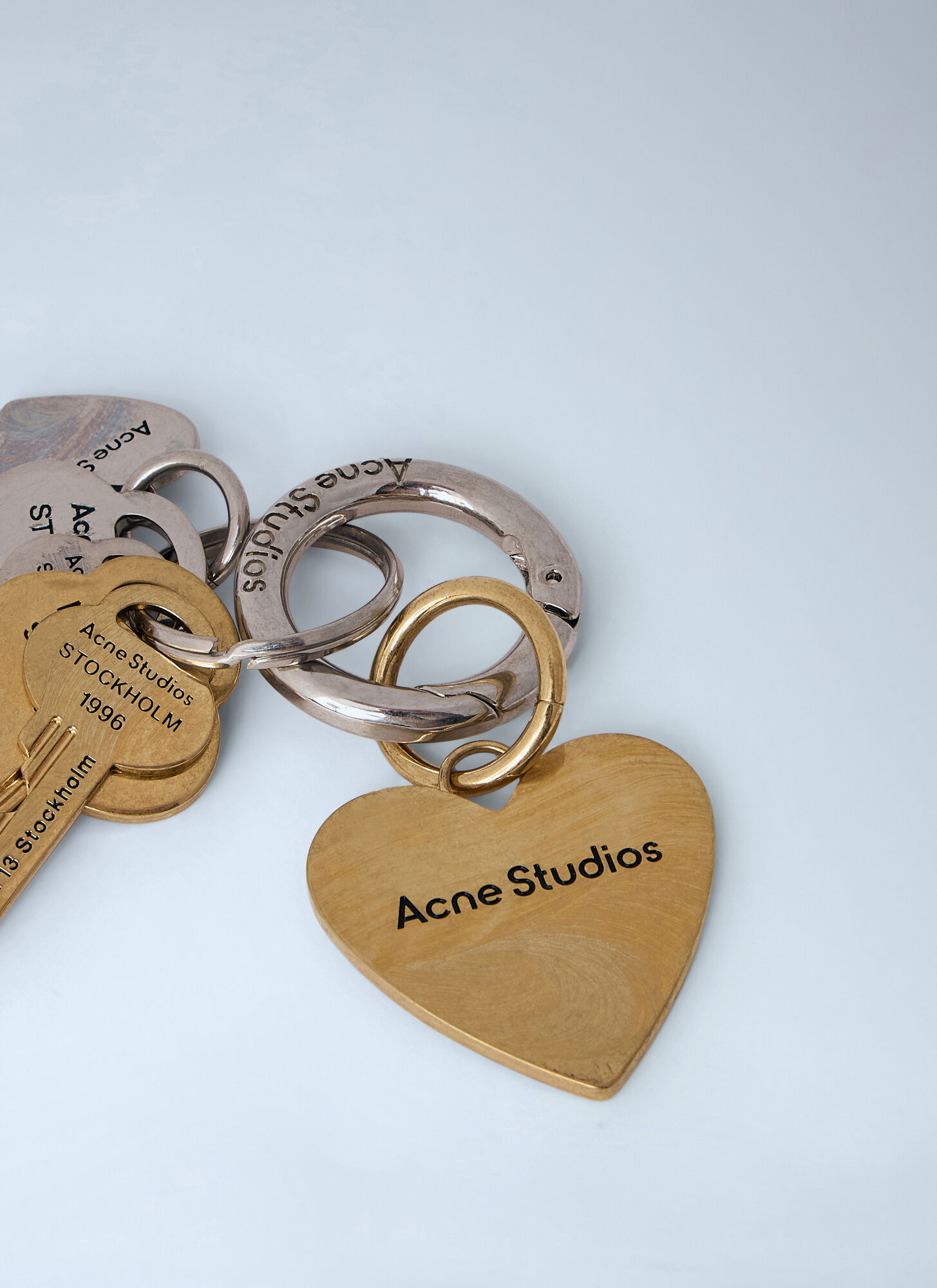  Acne Studios Acne Studios Engraved Keyring Set - Mann Schlüsselringe Gold One Size 