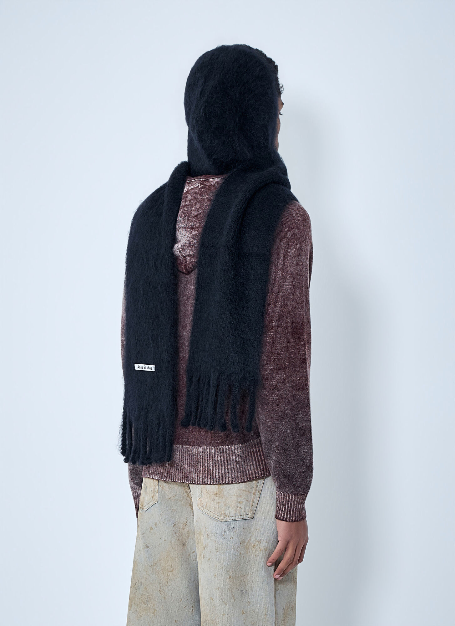 Acne Studios Acne Studios Fringed Wool Scarf - Mann Schals Black One Size 