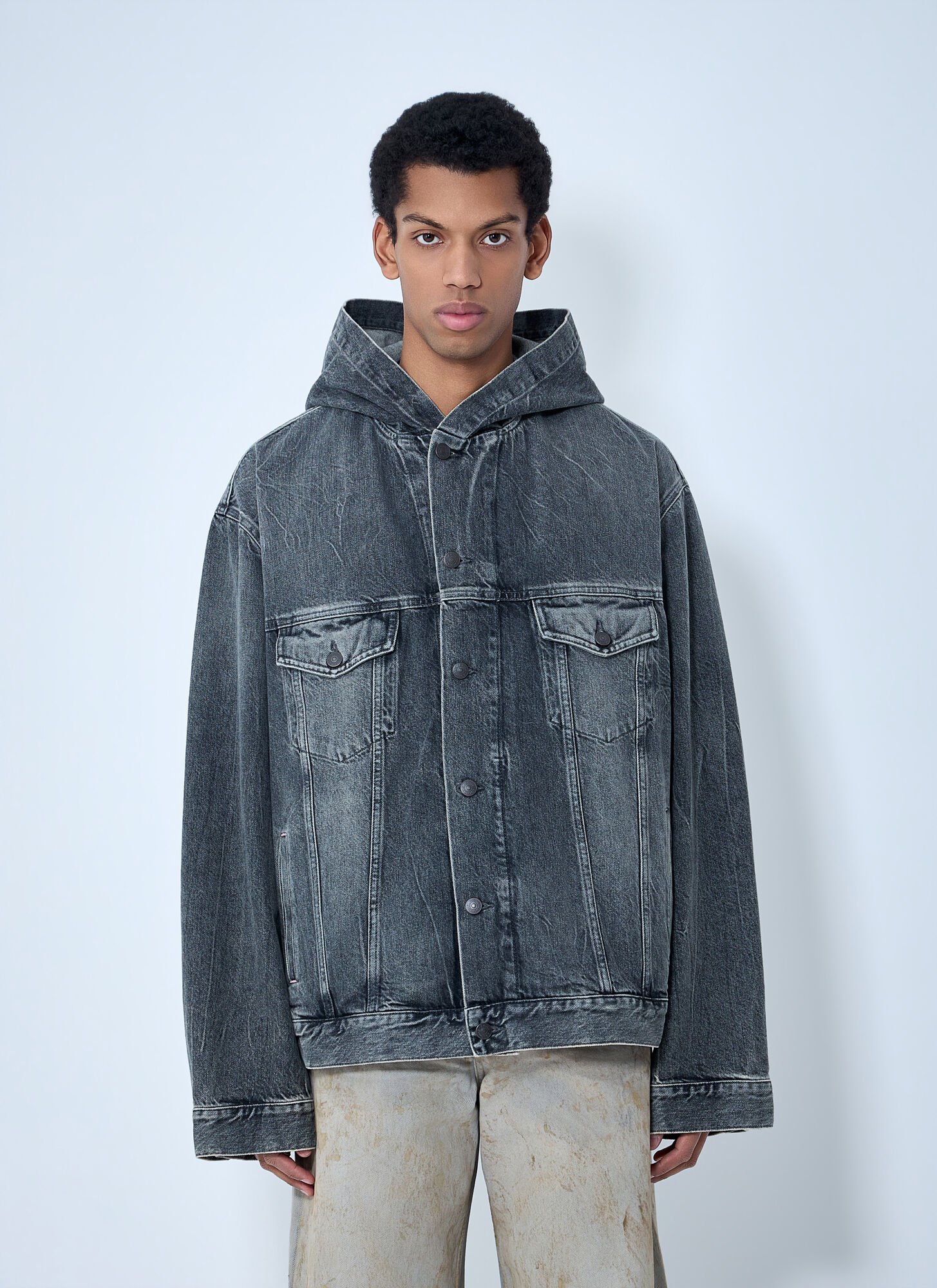 Acne Studios Acne Studios Hooded Denim Jacket - Man Jackets Black L - Xl　Acne Studios フード付きデニム ジャケット - メンズ ジャケット ブラック L - XL