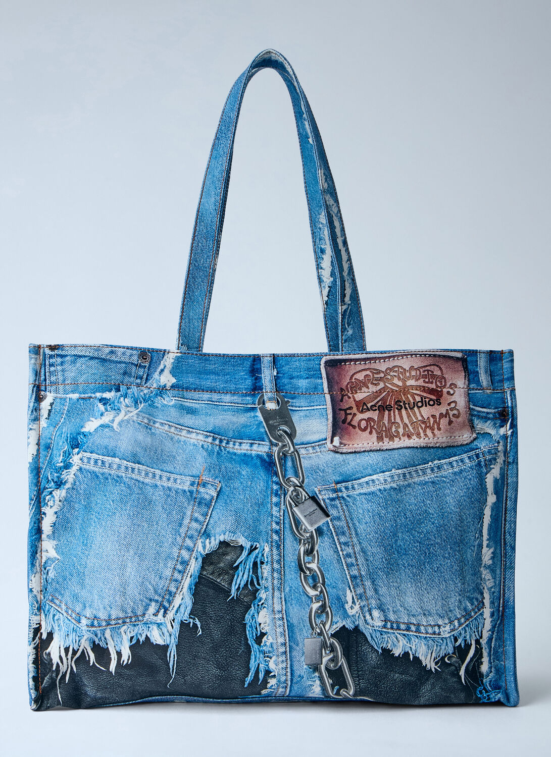 Acne Studios Logo Shopper Tote Bag - Man Tote Bags Navy One Size